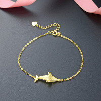 wholesale S925 Sterling Silver Gold-Colored Ocean-Themed Whale Hand Jewelry Wholesale for Women-Whale Bracelet Gold &gt; 925 Silver