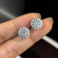 925 Silver Sunflower Moissanite Stud Earrings, Unisex Minimalist Luxury-0-4