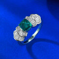 wholesale 925 Silver Gold Plated Ring for Women, European and American Luxury Ins Style Square-Cut Lab-Grown Emerald Gemstone Ring-0-1