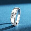 Sterling Silver Men's Moissanite Ring, Minimalist and Luxurious-0-1