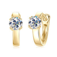 S925 Sterling Silver 1-Carat Moissanite Ear Cuffs, Minimalist & Versatile.-Sole diamond earrings [K gold]  925 silver