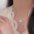 wholesale S925 Sterling Silver Mother-of-Pearl Pave Clover Necklace for Women, Small Unique Design, Luxe Minimalist Collarbone Chain-0-0
