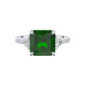 wholesale S925 Sterling Silver Cloud-Patterned Ring, Luxury Extra Sparkling Zircon Ring, Grand Emerald Zircon Versatile Ring-0-2