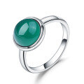 wholesale S925 Silver Green Agate Gemstone Ring for Women, Direct from Manufacturer, New European and American Style Simple Setting Natural Colored Gemstone-0-4