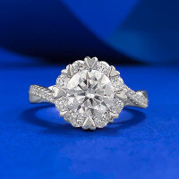 wholesale S925 Sterling Silver Moissanite Ring for Women, GRA Classic Eight-Claw Ring Setting, Wholesale from Manufacturer with Certificate-R1086 Moissanite Ring Size 6