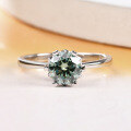 wholesale S925 sterling silver green moissanite 1 carat four-prong setting ring with GRA certificate, lightweight luxury gemstone ring-0-2