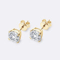 925 Sterling Silver Square Double Prong Single Stone D Color Moissanite Earrings-0-2