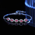 wholesale S925 Sterling Silver Cross-Border Oval Colored Zircon Bracelet Luxury Fashion High-End Geometric Colored Diamond Jewelry Wholesale-0-1