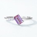 wholesale S925 Sterling Silver Gold-Plated with Lab-Grown Alexandrite Ring, Personalized and Elegant Colored Gemstone Ring-0-3