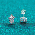 S925 Sterling Silver Moissanite Square Stud Earrings for Women, Simple and Versatile-0-1