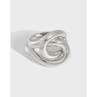 wholesale S925 Sterling Silver Korean Version Ins Indie Design Intertwined Textured Ring for Women-18K gold [No. 15] Opening adjustable