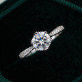 S925 Silver Hollow Six-Claw Classic Moissanite Proposal Ring for Women-0-0