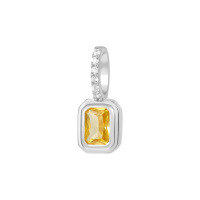 wholesale S925 Sterling Silver French Zodiac Necklace With Colorful Zircon Pendant-A3809-Yellow Zirconium/White Gold_Pendant 925 Silver