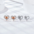 wholesale 18k white gold plated sterling silver classic minimalist full diamond moissanite heart-shaped earrings-0-5