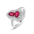 wholesale S925 Silver Plated Cross-Border Exclusive Specially Supplied Gourd Cultivated Ruby Ring for Women, Cultivated Colored Gemstone Index Finger Ring, European and American Fashion Ring-0-5