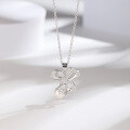 wholesale S925 Sterling Silver Original Design Pure and Alluring Small Fresh Style Lily of the Valley Necklace Women's Collarbone Chain with White Shell Pearl Pendant-0-0