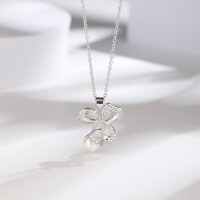 wholesale S925 Sterling Silver Original Design Pure and Alluring Small Fresh Style Lily of the Valley Necklace Women's Collarbone Chain with White Shell Pearl Pendant-Lily of the Valley Pendant (without chain)  925 Silver