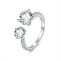 wholesale Sterling Silver Plated, 1 Carat & 2 Carat Cross Over Moissanite Ring, Fashion Luxury Vintage Stackable Ring-0-4