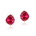 wholesale S925 Sterling Silver Geometric Red Corundum Stud Earrings for Women, Minimalist Korean and Japanese Style Fashion, Small Batch Wholesale-0-4