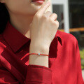 wholesale S925 silver adjustable new stylish moissanite guardian rope bracelet with luxurious temperament for couples' zodiac year red string-0-3