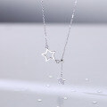 wholesale Sterling Silver S925 Star and Moon Necklace for Women, Minimalist Luxury Small Brand Design Star Moon Pendant Collarbone Chain New Collection-0-3