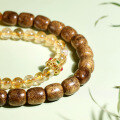 wholesale Metal material creative Zen-style agarwood bracelet with yellow crystal and beeswax, new Chinese-style necklace and bracelet, two-way wear, single cultural and creative bracelet wholesale-0-1