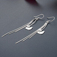 wholesale S925 Sterling Silver Minimalist Small Swan Earrings with Long Tassels, Simple and Elegant-Earrings-Not with Silver Earrings 925 Silver