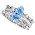 wholesale Sterling Silver Cross-Border Foreign Trade Three-Stone Stackable Ring 3-Carat Marquise Cut High-End Moissanite Jewelry-0-11
