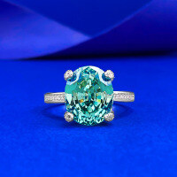 wholesale S925 silver jewelry, new 10*12mm green tourmaline heavy-set ring with intricate craftsmanship, exuding a spring-summer forest vibe-R1562 Green Diamond>No. 6