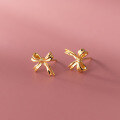 wholesale S925 Sterling Silver Bow Earrings, Ins-style Design, Petite and Gentle Temperament Women's Earrings M03720-0-3