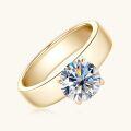 S925 Silver 18k Gold Plated 2ct D Color Moissanite Classic Minimalist Women's Ring Wholesale-0-5