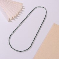 wholesale 925 Sterling Silver Black Moissanite Tennis Hip Hop Necklace, European and American Cross-Border Full Diamond Chain Accessory Fashion Factory Ready Stock Wholesale-Black 3.0 Moissanite 45cm 925 Silver