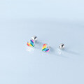 wholesale S925 Sterling Silver Stud Earrings Sweet and Fresh Colorful Heart Threaded Bead Elegant and Cute Earrings M00626-0-1