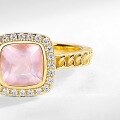 wholesale S925 silver gold-plated light luxury jewelry popular sugar loaf natural pink crystal ring fashion commuter wholesale customization-0-2