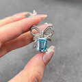 wholesale S925 Silver with Premium Inlaid 9*12 Aquamarine and High-Carbon Diamond Butterfly Ring, New Collection by Zhuozhifan Jewelry for Cross-Border Market-0-2