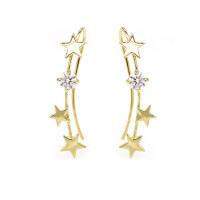 wholesale S925 gold-plated sterling silver Dunli Jewelry summer new ear clips, INS Euro-American style star earrings, fashion item-White Topaz Earrings/Earrings 925 Silver