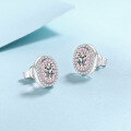 wholesale S925 Sterling Silver 1-carat Moissanite Earrings with Micro-set Pink Zircon, Sweet and Girly-0-1