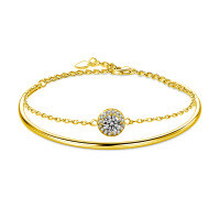 Sterling Silver Moissanite Stackable Bracelet Bangle, Minimalist Openable Cuff-Stacked bracelets (gold)  50-point moissanite