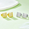 wholesale S925 Silver Full Diamond Personality Stud Earrings, Moissanite Square Earrings for Men and Women, Fashionable Euro-American Foreign Trade Trend-0-0