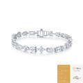 S925 Sterling Silver Tennis Bracelet with New European-American Style Full Pavé Pear Moissanite, Tarnish-Resistant Luxury Jewelry-0-9