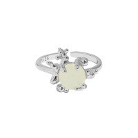 wholesale S925 Sterling Silver Korean Version Ins Niche Minimalist Irregular Surface Coral Texture Open Adjustable Ring for Women-White gold [Xinshan Jade] Opening adjustable