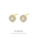 wholesale 925 Sterling Silver Geometric Micro-Inlaid Zircon Earrings for Women,Ins。-0-0