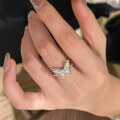 wholesale S925 Silver New Plant-inspired Mid-century Textured Dreamy Butterfly Ring, Fashionable and Versatile-0-2