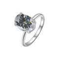 wholesale S925 Sterling Silver 45 Carat Oval Moissanite Solitaire Ring Women High-end Silver Jewelry Wholesale-0-8