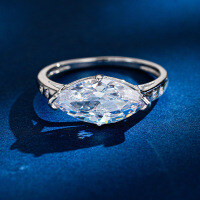 S925 Silver Moissanite Marquise Shape 1 Carat Women's Ring-Inlaid with 3CT moissanite  No. 8