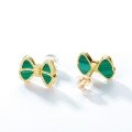 wholesale S925 Sterling Silver New Malachite Bow Ear Studs Women's Elegant and Chic Ear Studs Wholesale from Manufacturer-0-3