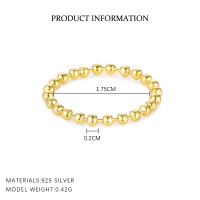 wholesale S925 Sterling Silver Minimalist Round Bead Ring For Women, Trendy Geometric Line Design-K2050-Gold 7