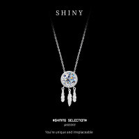 Silver Dreamcatcher Pendant Necklace, Ethereal and Versatile Gift for Her-S925 sterling silver + 3-carat moissanite  925 silver