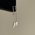 wholesale S925 Sterling Silver Natural Freshwater Pearl Exquisite Gentle French Retro Long Tassel Earrings for Women-0-5