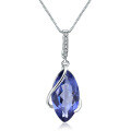 wholesale S925 silver gemstone crystal pendant necklace with a design sense, luxurious retro fashion-0-4